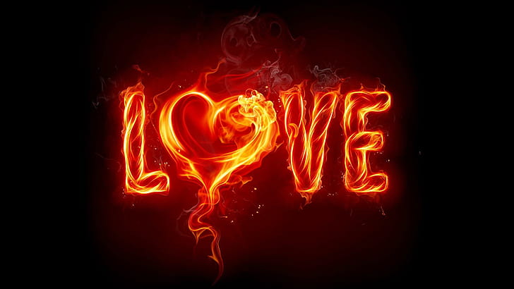 Burning Love HD, fire, flames, HD wallpaper