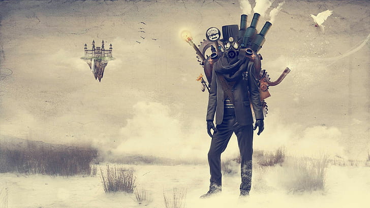 steampunk gas masks, HD wallpaper