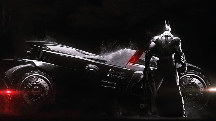 DC Batman illustration, Batman: Arkham Knight, Batmobile, Gotham City, HD wallpaper