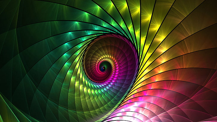 abstract, spiral, fractal, multi colored, pattern, backgrounds, HD wallpaper