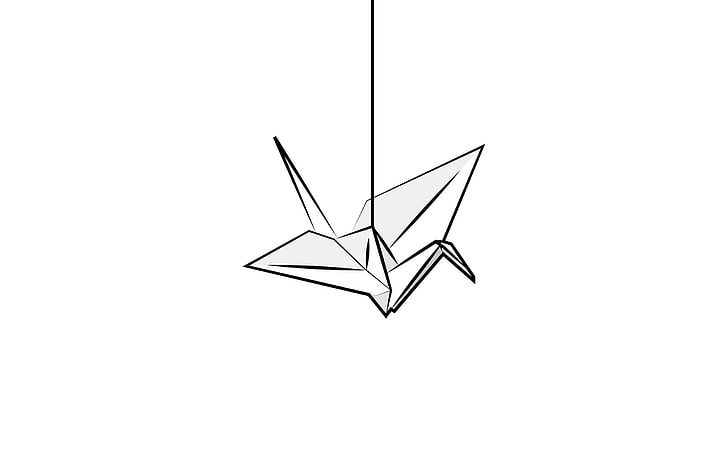 crane origami illustration, simple, minimalism, cranes (bird)
