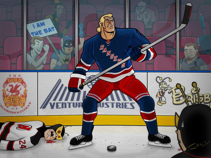 Hockey, Fight, New Jersey Devils, New York Rangers, one person, HD wallpaper