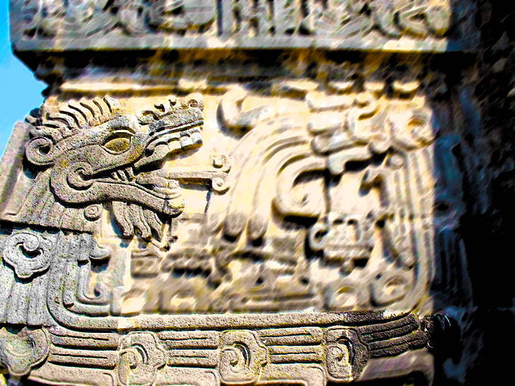 quetzalcoatl, architecture, art and craft, religion, sculpture, HD wallpaper