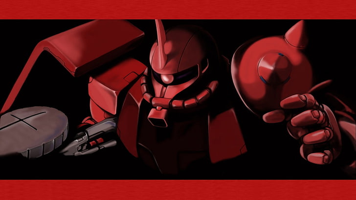 red robot illustration, Mobile Suit, Mobile Suit Gundam, Zaku II