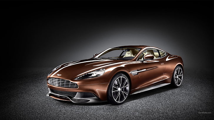 brown coupe, Aston Martin, Aston Martin Vanquish, car, vehicle, HD wallpaper