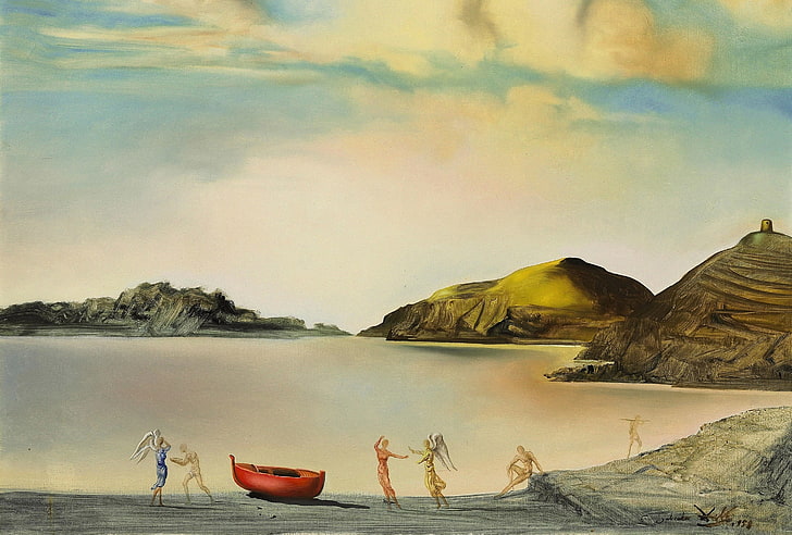 surrealism, picture, Salvador Dali, Port lligat at Sunset, HD wallpaper