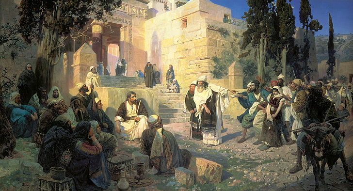 group of people painting, the city, picture, the Bible, the prophet, HD wallpaper
