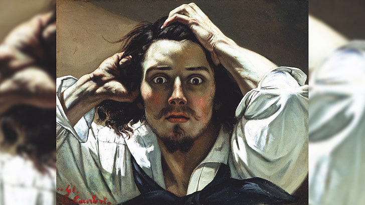 painting of man, Gustave Courbet, portrait, classic art, headshot