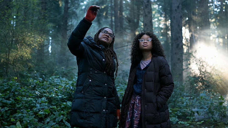 two women in black zip-up coats standing in forest, A Wrinkle in Time, HD wallpaper