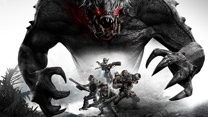 Monster, Team, Weapons, Goliath, Gun, 2K Games, Evolve, Turtle RockStudios, HD wallpaper