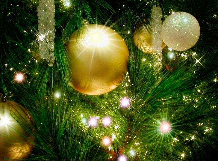 christmas decorations, christmas tree, garland, holiday, new year, HD wallpaper