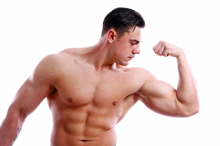 bodybuilding  high resolution, muscular build, shirtless, white background