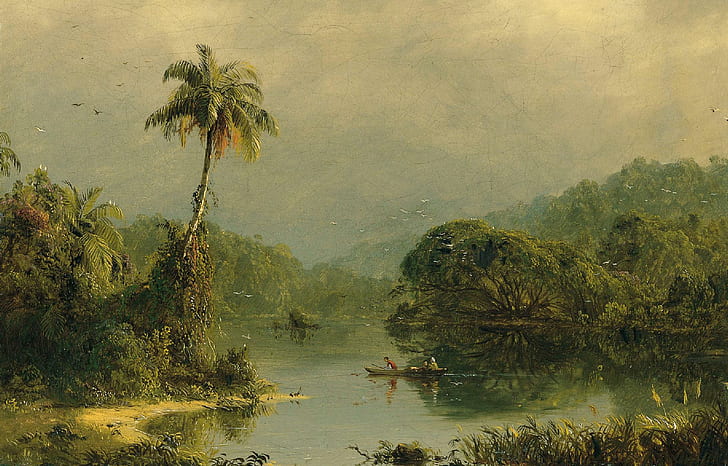 nature, Palma, river, boat, picture, Frederic Edwin Church