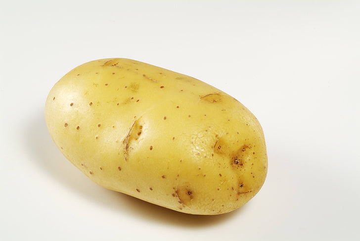 brown potato, potatoes, white background, young, food, raw Potato