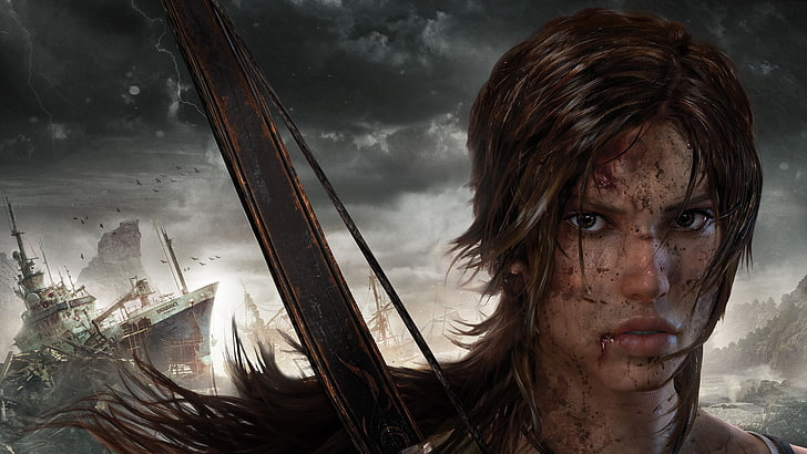 woman character digital wallpaper, Tomb Raider, Lara Croft, ship