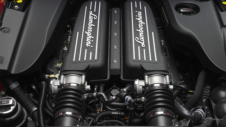 Lamborghini Gallardo Super Trofeo Stradale Engine HD, black engine machine, HD wallpaper