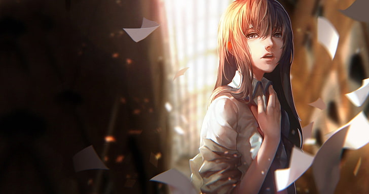 animated woman wallpaper, brown-haired female anime character