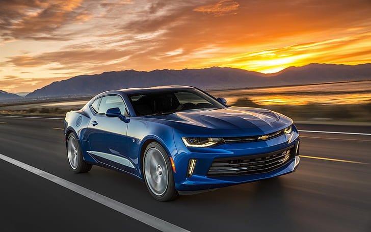 HD wallpaper: Chevrolet Camaro blue car, speed, sunset, blue chevrolet  camaro | Wallpaper Flare