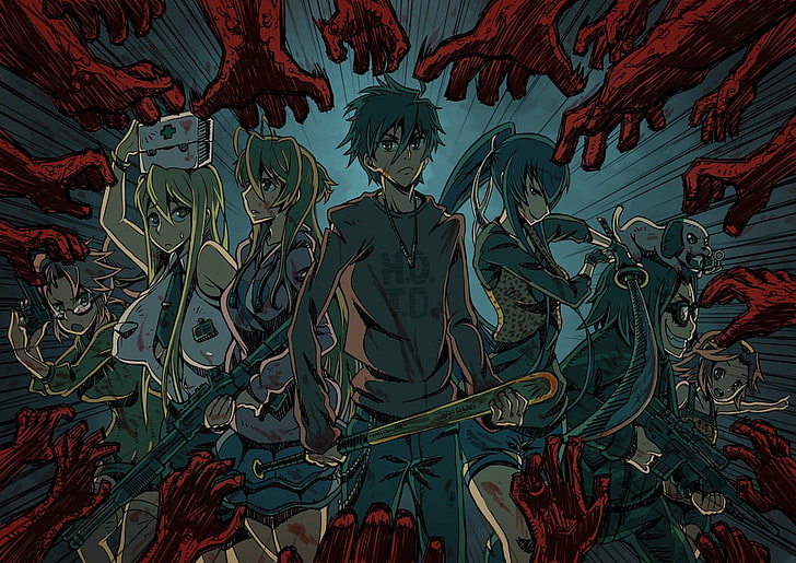anime digital wallpaper, Highschool of the Dead, Komuro Takashi