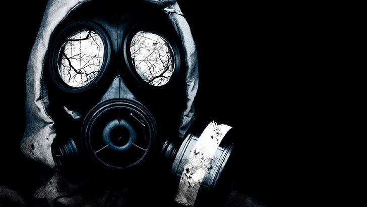 untitled, mask, reflection, branch, gas masks, apocalyptic, close-up, HD wallpaper