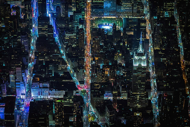 New York City, USA, aerial view, HD wallpaper