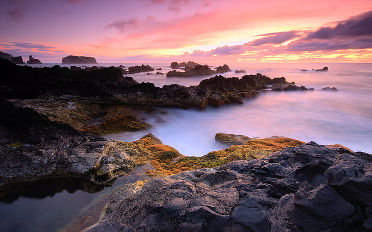 Azores Islands, clouds, sunset, water, ocean, nature, HD wallpaper