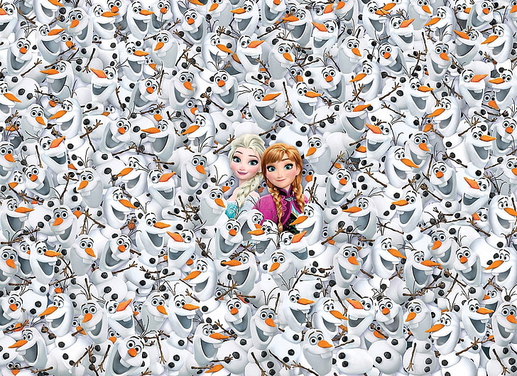 Frozen (2013), anna, luminos, movie, elsa, snowman, iarna, winter, HD wallpaper