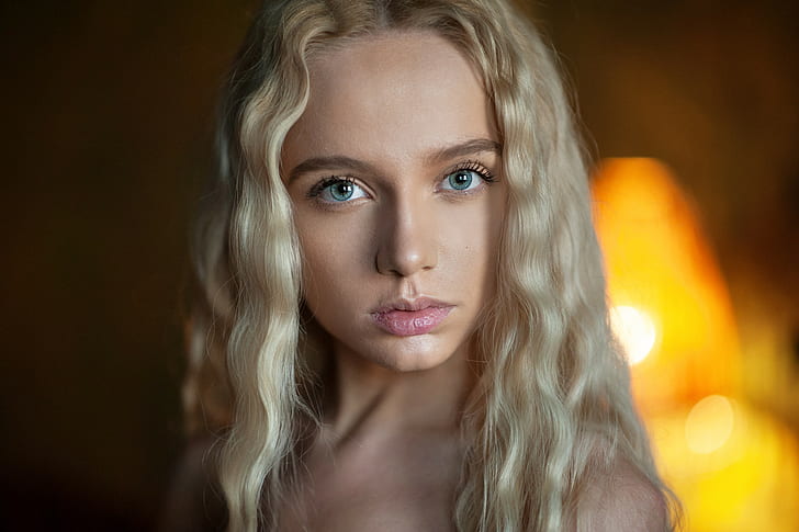 Maria Popova, women, Maxim Maximov, blonde, face, portrait, HD wallpaper