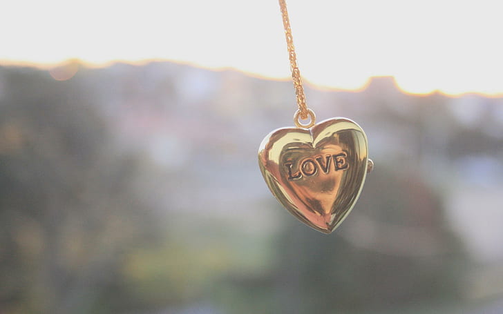 Heart necklace, gold love embossed pendant necklace, photography