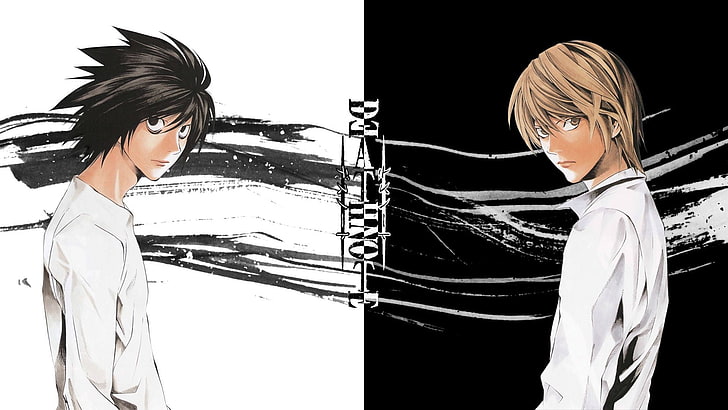 two brown and black haired male anime characters, Death Note