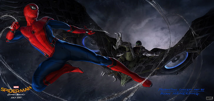 Spiderman wallpaper, Marvel, Vulture, concept-art, Spider-Man