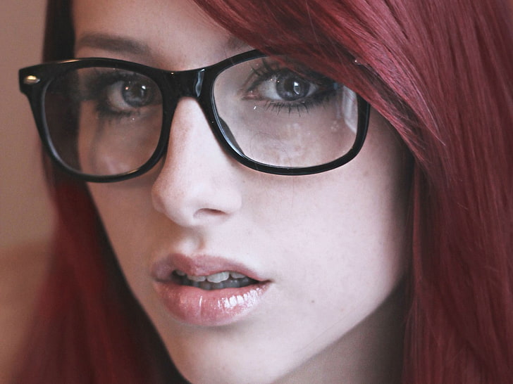 closeup, face, Glasses, redhead, Sofia Wilhelmina, women, HD wallpaper