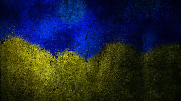 green and blue textile, flag, Ukraine, country, backgrounds, damaged, HD wallpaper