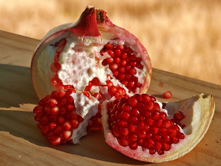 pomegranate fruit, grains, ripe, food, freshness, red, seed, organic, HD wallpaper