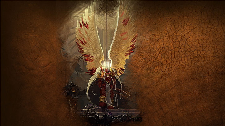 red and brown character with wings wallpaper, Warhammer 40,000, HD wallpaper