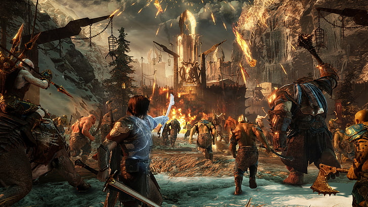 video games, orcs, Talion, Middle-Earth: Shadow of War, group of people