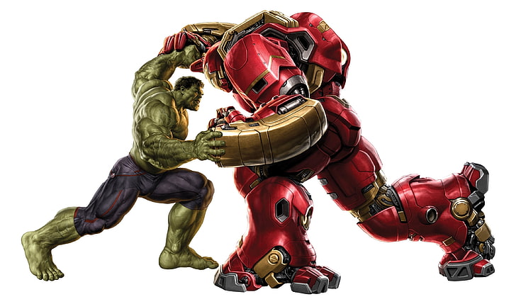 Hulkbuster, artwork, white background, studio shot, red, cut out