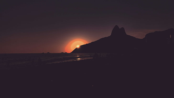 brazil, ipanema, morro dos dois irmos, rio de janeiro, sunset, HD wallpaper