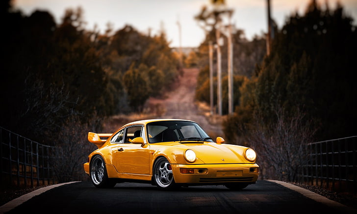 yellow cars, vehicle, Porsche, Porsche 911, mode of transportation