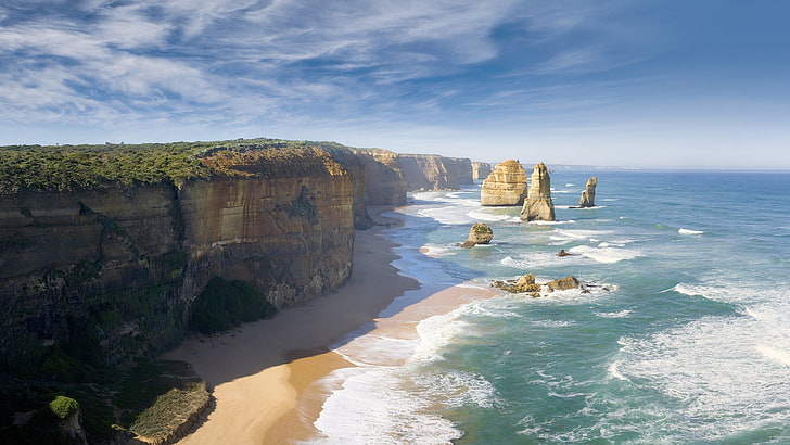 HD wallpaper: Australia, beach, cliff, Coast, Great Ocean Road, nature ...