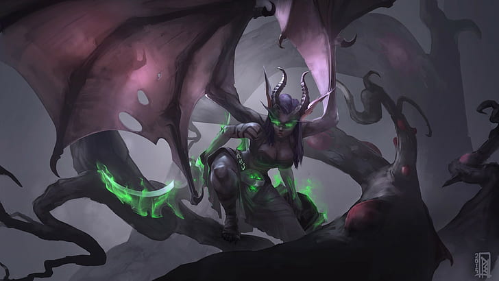 Demon Hunter, fantasy art, video games, demoness, World of Warcraft, HD wallpaper