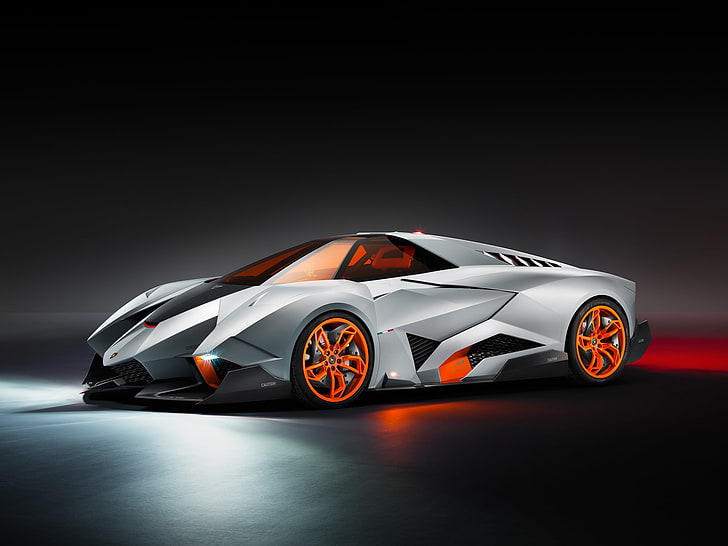 white sports coupe, Lamborghini, 2013, egoist, Egoista