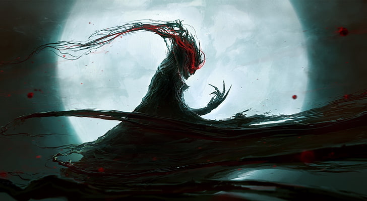 Midnight Demon, wraith digital artwork, Artistic, Fantasy, Moon, HD wallpaper