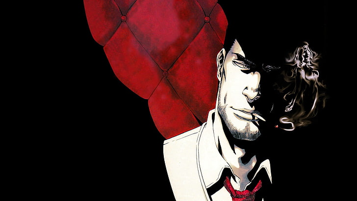 man's face illustration, Bleach, Isshin Kurosaki, shadow, cigarettes