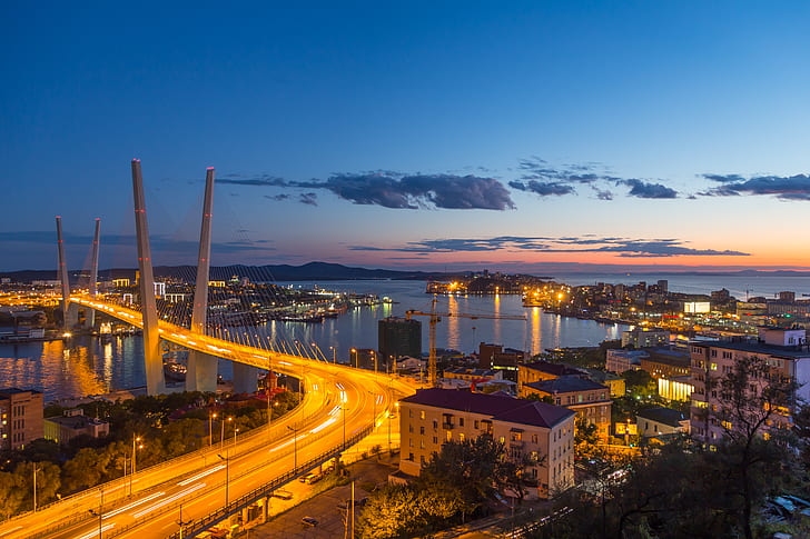 Cities, Vladivostok, City, Cloud, Horizon, House, Light, Night, HD wallpaper