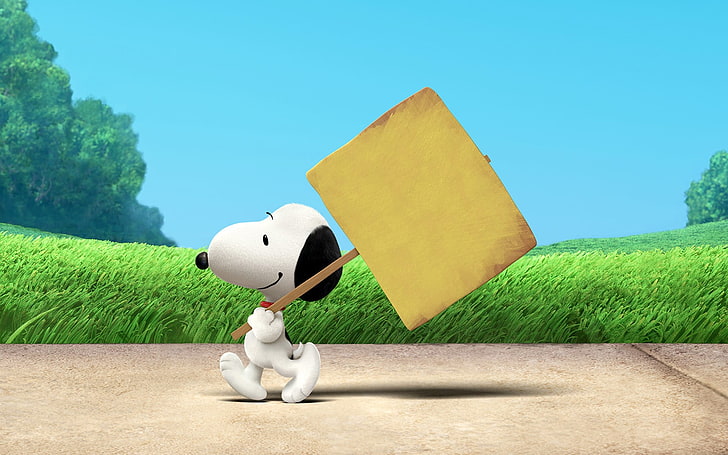 Snoopy carrying signage on road illustration, Peanuts (comic)