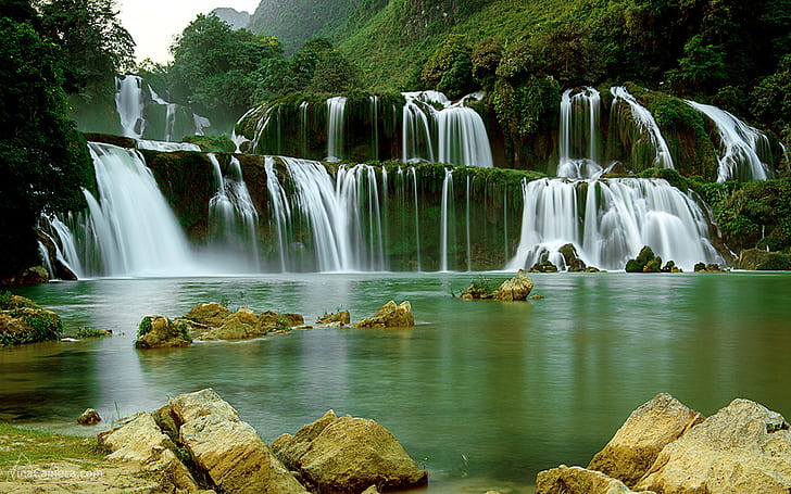Waterfalls, Ban Gioc–Detian Falls, China, Earth, Vietnam