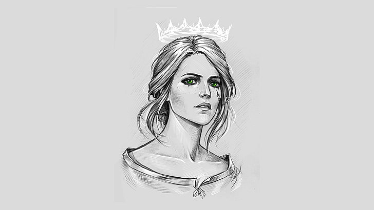 woman wearing crown sketch, The Witcher, The Witcher 3: Wild Hunt, HD wallpaper