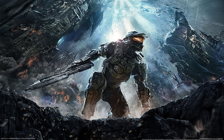 Halo game art, Halo 4, video games, concept art, water, motion