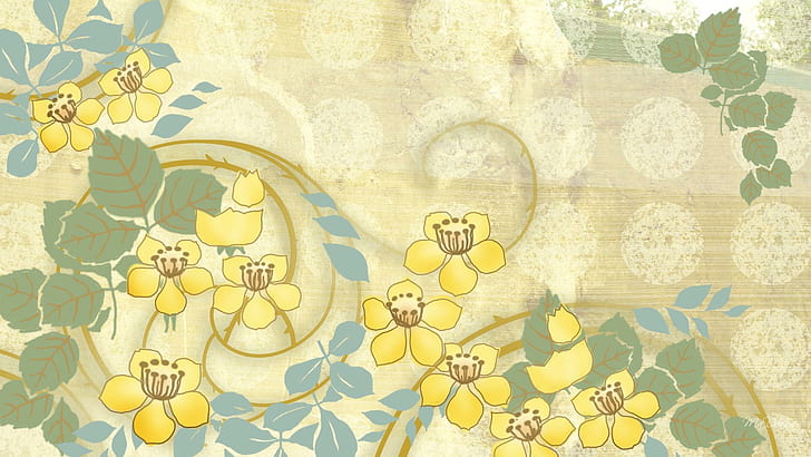 Mystery Of The Yellow Flowers, grey-and-brown floral textile